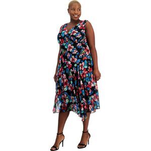 Connected Apparel Womens Floral Surplice Dress, Multicoloured, NWT